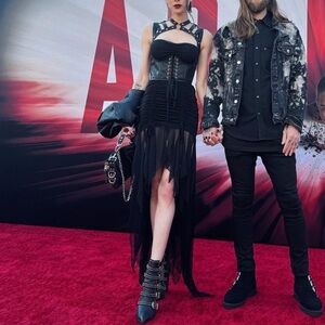 Current Mood Black Mesh Layered Dress